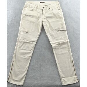 James Jeans Womens Sz 31 Off White Stretch Slim Fit Zipper Pants Straight Ankle